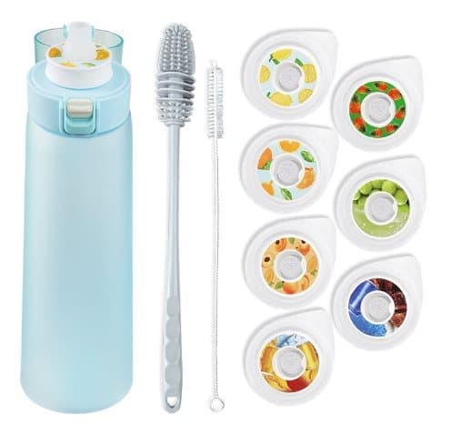 OBOSOE Air-Up Luftvattenflaska 650ml – 7 Smakkapslar | 0 Socker & Doftande | Suprör