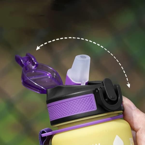 OBOSOE 1 liters vattenflaska är Bpa-fritt material, 1 liters vattenflaska med halm och tidsmarkör, för fitness, utomhus, camping
