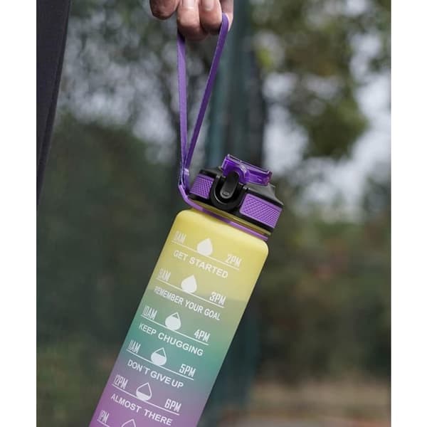 OBOSOE 1 liters vattenflaska är Bpa-fritt material, 1 liters vattenflaska med halm och tidsmarkör, för fitness, utomhus, camping