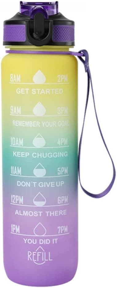 OBOSOE 1 liters vattenflaska är Bpa-fritt material, 1 liters vattenflaska med halm och tidsmarkör, för fitness, utomhus, camping