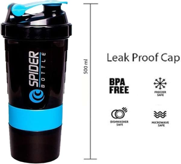 OBOSOE Workout Shaker 500ml Tight Leakproof Design Kuntosali- ja matkaoptimoitu, BPA-vapaa smoothieihin ja treeniä edeltävään käyttöön (sininen)
