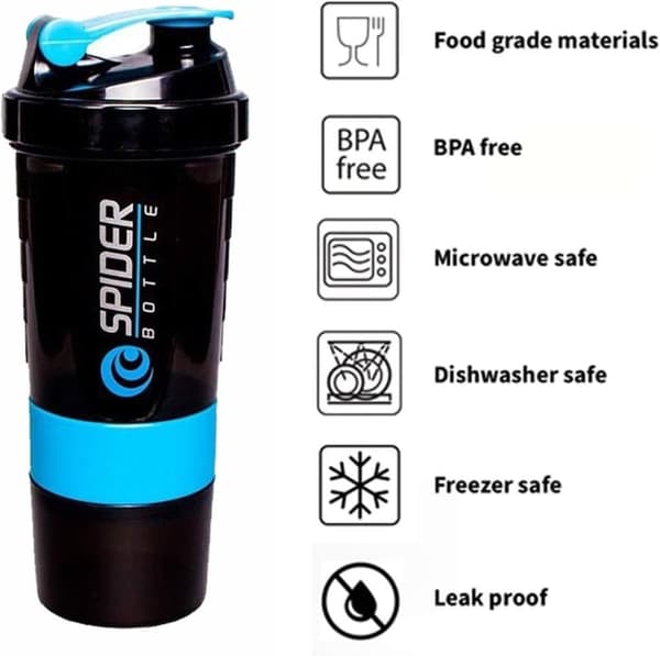 OBOSOE Workout Shaker 500ml Tight Leakproof Design Kuntosali- ja matkaoptimoitu, BPA-vapaa smoothieihin ja treeniä edeltävään käyttöön (sininen)