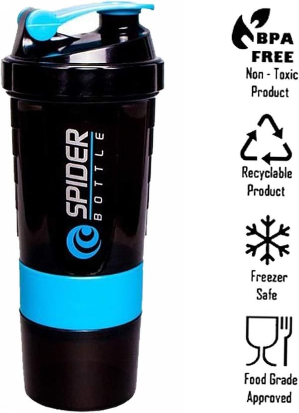 OBOSOE Workout Shaker 500ml Tight Leakproof Design Kuntosali- ja matkaoptimoitu, BPA-vapaa smoothieihin ja treeniä edeltävään käyttöön (sininen)