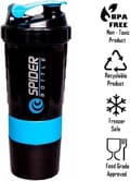 Pikkukuva 5 / 5: OBOSOE Workout Shaker 500ml Tight Leakproof Design Kuntosali- ja matkaoptimoitu, BPA-vapaa smoothieihin ja treeniä edeltävään käyttöön (sininen)