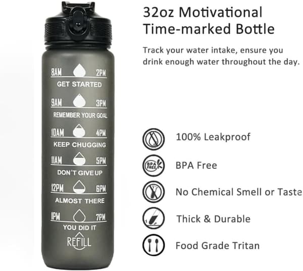 OBOSOE Tritan Vandflaske, Ikke-giftig, BPA-fri, Motiverende Vandflaske med Tidsstempel, Fitness, Udendørs, Fitnesscenter, Golf, Sporing, Yoga, Sport