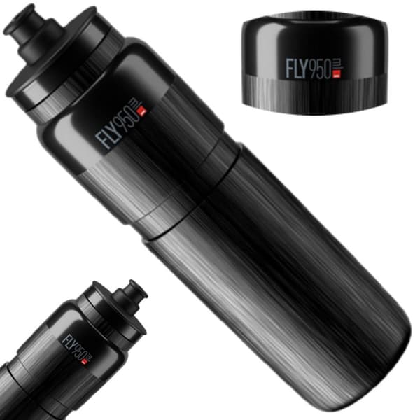 ELITE FLY TEX Juomapullo musta harmaa logo 950ml SUPER KEVYT BPA-vapaa
