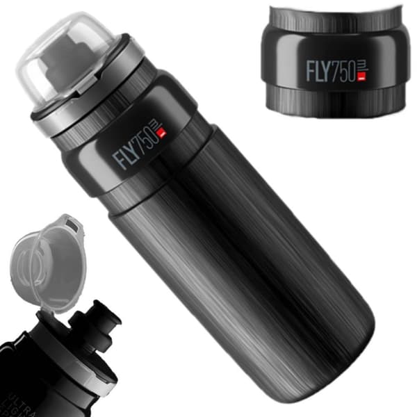 Juomapullo ELITE FLY MTB TEX musta harmaa logo 750ml SUPER LIGHT 85 grammaa