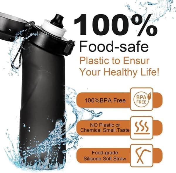 OBOSOE Air-Up Air-Water Pullo 650ml – 7 makukapselia | Sokeriton ja aromaattinen Suprörilla, Läpinäkyvä
