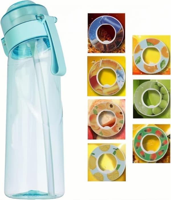 OBOSOE Air-Up Air-Water Pullo 650ml – 7 makukapselia | Sokeriton ja aromaattinen Suprörilla, Läpinäkyvä Sininen