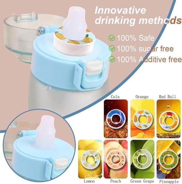 OBOSOE Air-Up Luftvattenflaska 650ml – 7 Smakkapslar | Sockerfri & Aromatisk med Suprör, Transparent