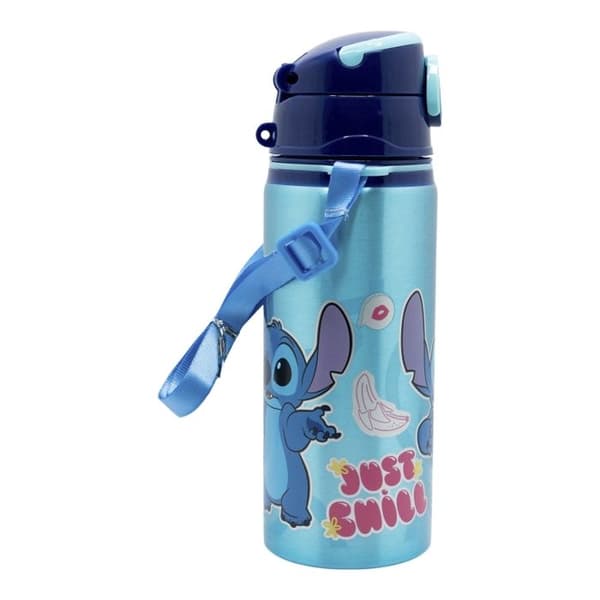 Disney Stitch - Aluminiumflaska med sugrör och rem 730 ml