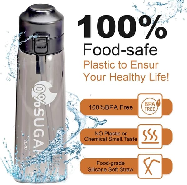Lollanda Air-Up Luftvandsflaske 650ml – 7 Smagskapsler | Sukkerfri og smagfuld | Gennemsigtig flaske, perfekt til udendørs og fitnesscenter