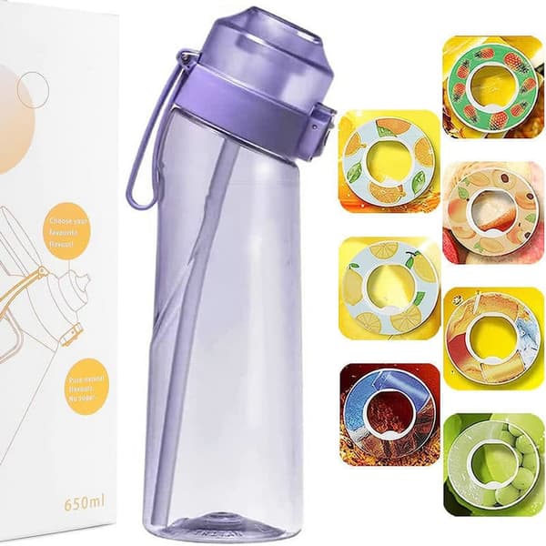 Lollanda Air-Up Luftvandsflaske 650ml – 7 Smagskapsler | Sukkerfri og smagfuld | Gennemsigtig flaske, perfekt til udendørs og fitnesscenter