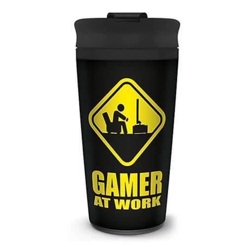 Resevärd mugg - Gamer i arbete - Svart - Metall - Cylindrisk - 0,340 L- USED