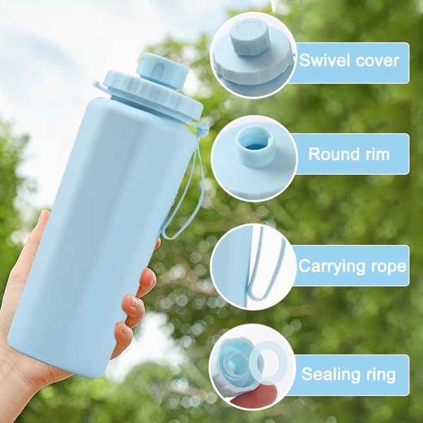 Lollanda foldbar vandflaske 600ml – BPA-fri, letvægts, flere farver til rådighed, til rejser, fitnesscenter og camping