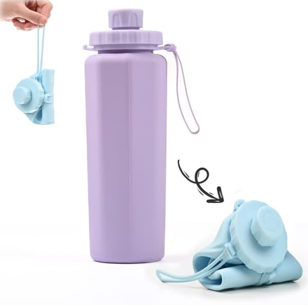Lollanda foldbar vandflaske 600ml – BPA-fri, letvægts, flere farver til rådighed, til rejser, fitnesscenter og camping