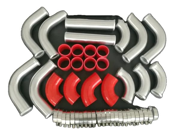 Intercooler Turbo Rörkit, 2 tum / 51mm Storlek, Hållbar Legerad Aluminium,RÖD