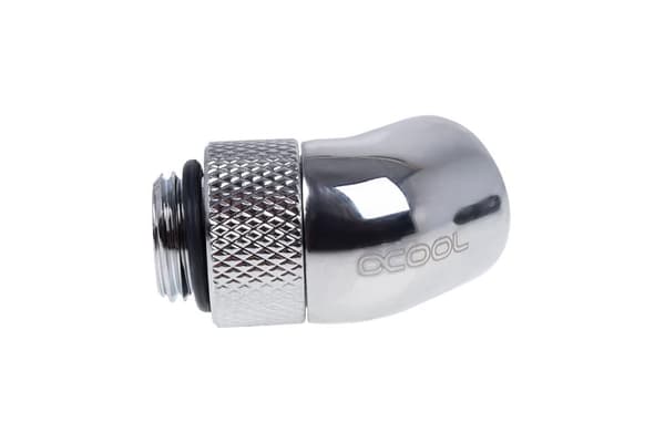 Alphacool Eiszapfen angled adaptor 45° rotatable G1/4 outer thread to G1/4 inner thread - chrome