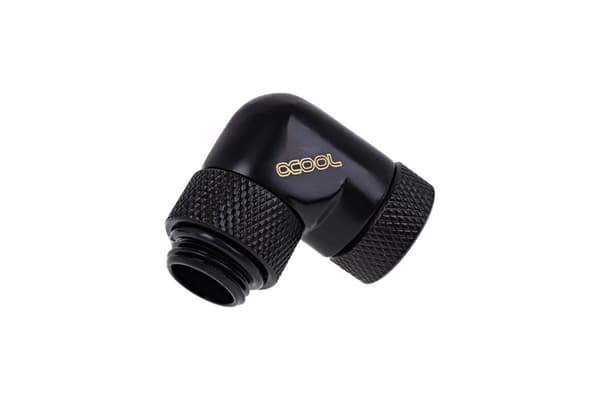 Alphacool Eiszapfen angled adaptor 90° rotatable G1/4 outer thread to G1/4 inner thread - deep black