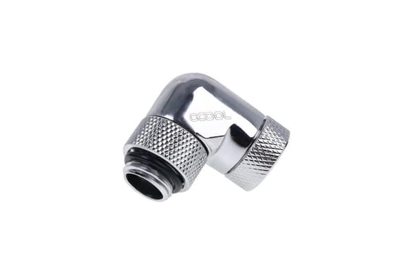 Alphacool Eiszapfen angled adaptor 90° rotatable G1/4 outer thread to G1/4 inner thread - chrome