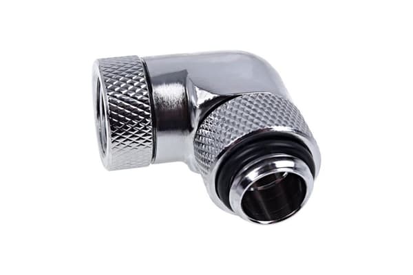 Alphacool Eiszapfen angled adaptor 90° rotatable G1/4 outer thread to G1/4 inner thread - chrome