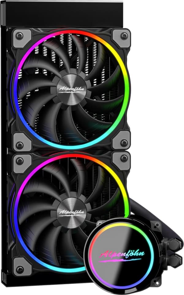 Alpenföhn - Gletscherwasser AiO 240 High Speed RGB 2X fläkt 120mm PWM vattenkylning PC har en max