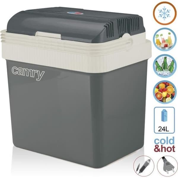 Elkylare - CAMRY - CR8065 - 21 liter - Justerbar upp till -18°C - Bil och camping - Grå Grå, Vit