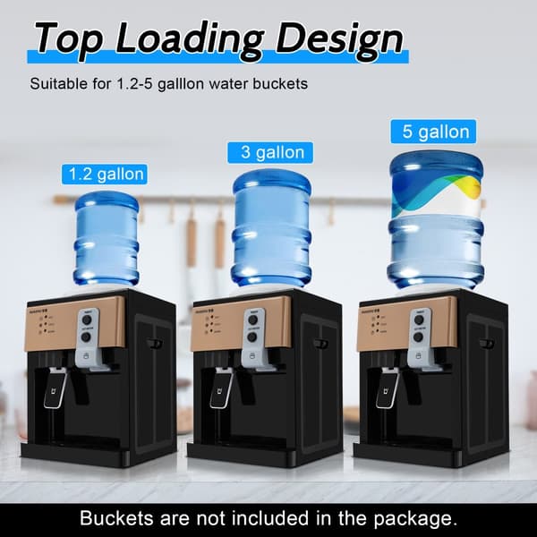 5 Gallon Vandkøler Dispenser, Topbelastning, Varme- og Koldfunktion,Champagne