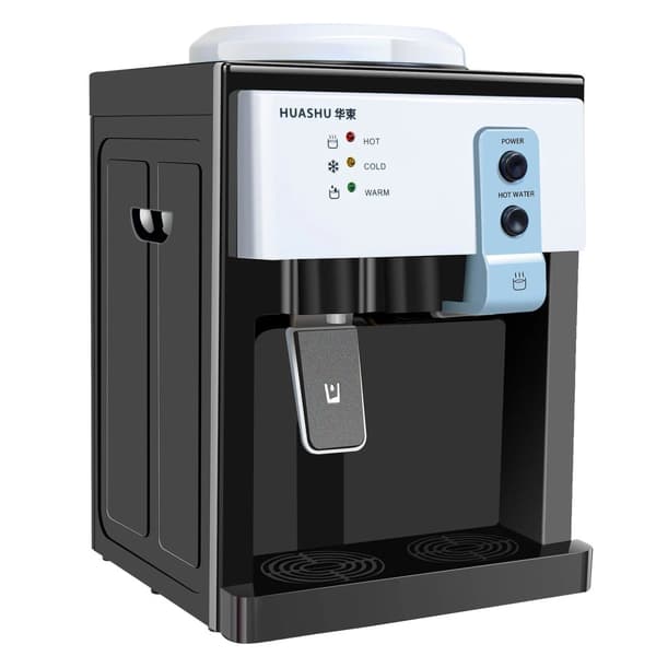 Bordplade Vanddispenser, Varmt & Koldt Vand, Pladsbesparende Design,Europæisk Hvid, 5.0L
