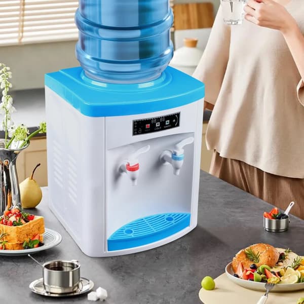 220V Varmt & Koldt Vand Dispenser, Ergonomisk Kran Design, Dobbelt Temperaturkontrol, Kompakt Fritstående