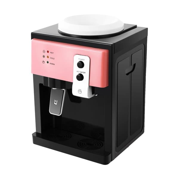 Vandkølerdispenser, varm og kold vandstil, 550W opvarmningskraft, 75W kølekraft,Lyserød