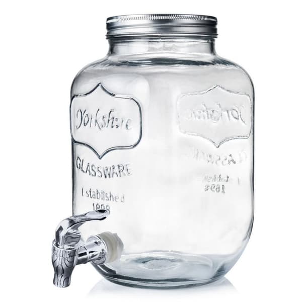 Krukkeglasdispenser med hane og vandhane til limonadedrikke, 4 l
