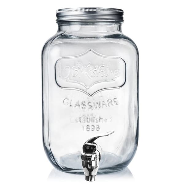 Krukkeglasdispenser med hane og vandhane til limonadedrikke, 4 l