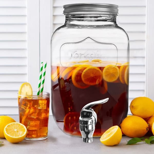 Krukkeglasdispenser med hane og vandhane til limonadedrikke, 4 l