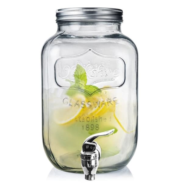 Krukkeglasdispenser med hane og vandhane til limonadedrikke, 4 l