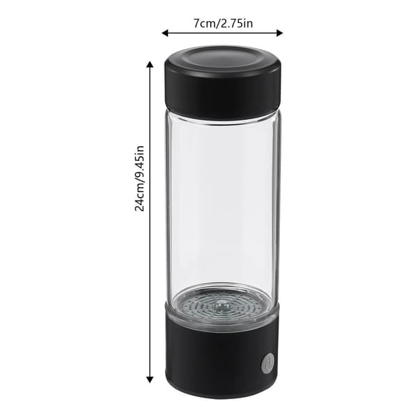 Vetyvesigeneraattori, 420 ml kapasiteetti, korkea borosilikaattilasi, USB-lataus,musta, 401-500ml