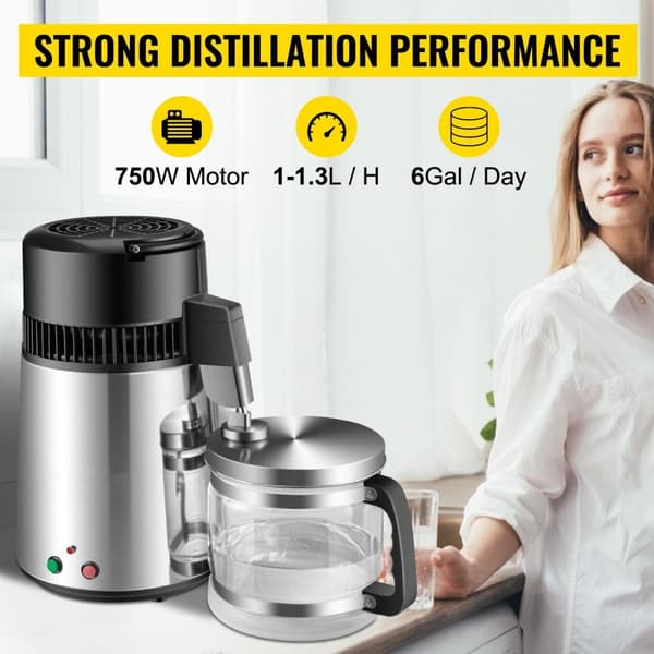 750W 1 L/H effektiv vattendestillerare med 4 L behållare, snabb destillation, lätt att använda och underhålla, snabb värmeavledning, bred applikation