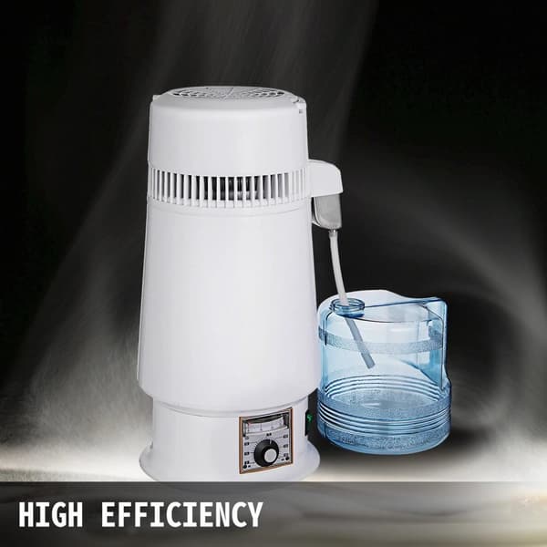 750W 4L vattenrestilleringsmaskin, 1 L/H, livsmedelsklassat material, justerbar temperatur, effektiv värmeavledning, genomtänkt design