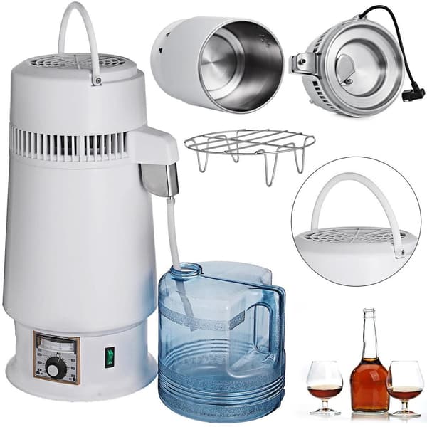 750W 4L vattenrestilleringsmaskin, 1 L/H, livsmedelsklassat material, justerbar temperatur, effektiv värmeavledning, genomtänkt design
