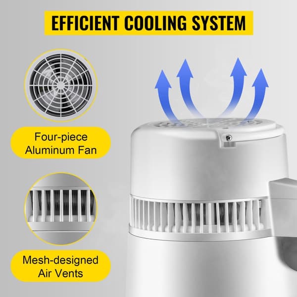 750W 1,3L/timme högeffektiv vattendestillerare med 4L behållare, lätt att använda, effektiv värmeavledning, bred applikation