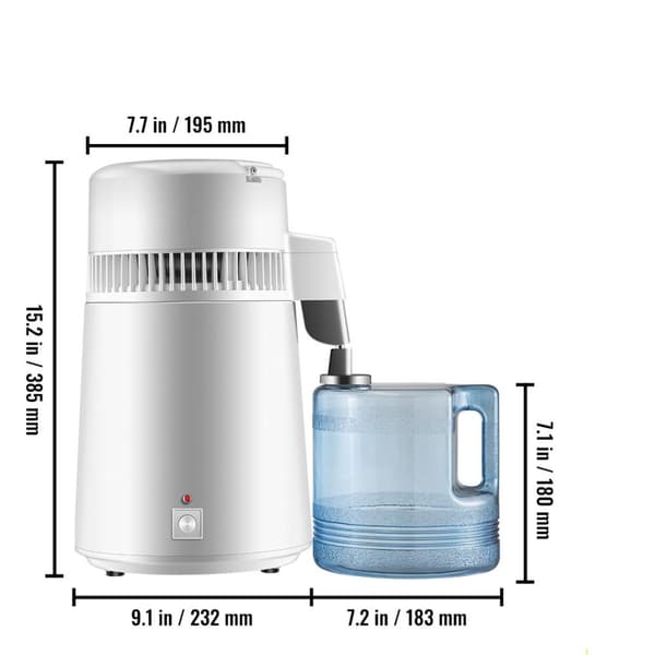 750W 1,3L/timme högeffektiv vattendestillerare med 4L behållare, lätt att använda, effektiv värmeavledning, bred applikation