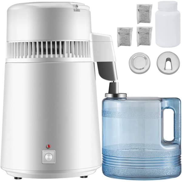 750W 1,3L/H bärbar vattendestillingsmaskin med 4L behållare, effektiv, lätt att använda och underhålla, snabb värmeavledning