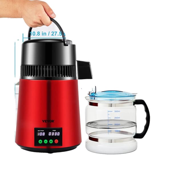 Vesitislauslaite, 750W Teho, 1L/H Tislauksen Nopeus,Viininpunainen