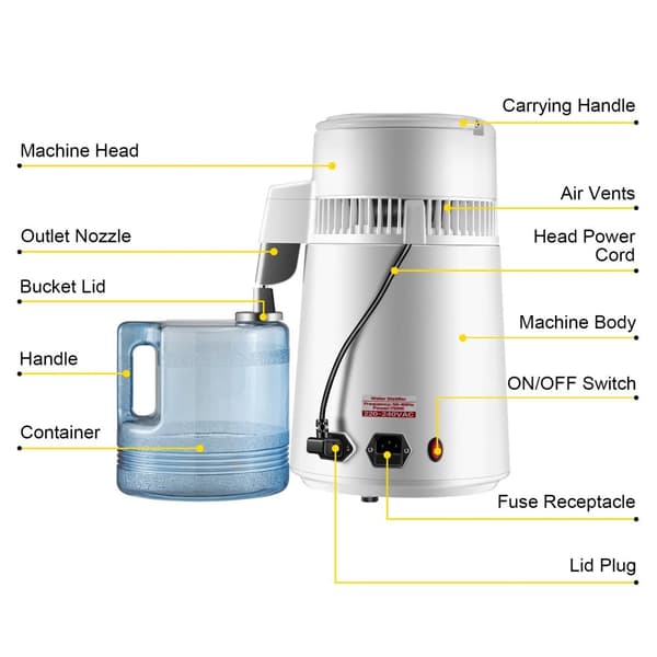 750W Teho, 4L Kapasiteetti, 1.3 L/H Tislauksen Nopeus,EU Varasto 2