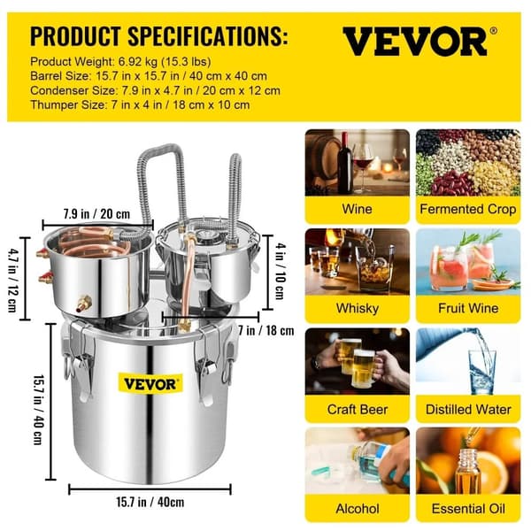Alkoholipolttoaine, ruostumattomasta teräksestä valmistettu rakenne, monipuoliset panimovaihtoehdot,50L