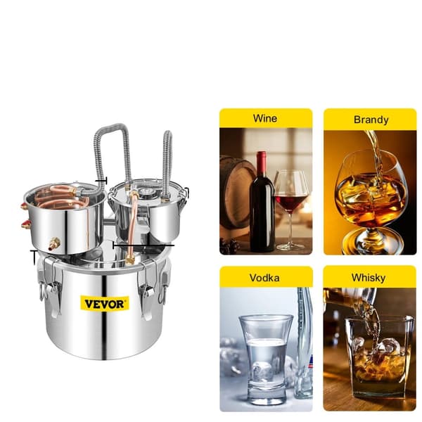 Alkohol Destillator, Rustfrit Stål Konstruktion, Alsidig til Forskellige Drikkevarer,12L