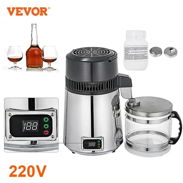 Vattendestillator, 4L kapacitet, justerbar temperaturkontroll, 750W effekt,220V
