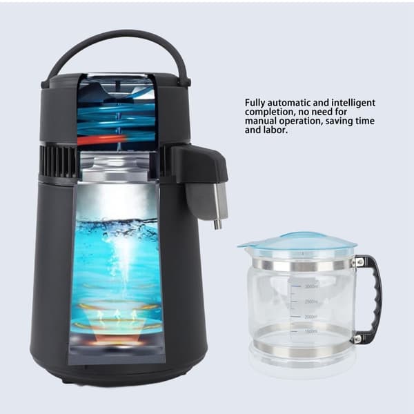 Vanddestillator, 4L kapacitet, automatisk slukning, rustfrit stål,sort