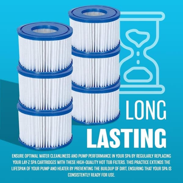 Hot Tub Filter Cartridge VI - kaikille Lay-Z Spa -malleille Hawaii Miami Paris Vegas Monaco|6 x Twin Pack (12 suodatinta)|Käytä altaan puhdistukseen