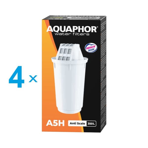 Aquaphor A5H -udskiftningsfilter, Beskytter mod kalk, forbedrer smagen, 4 stk